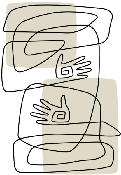 Line art with human arms